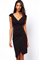 Black Wrap Midi Dress