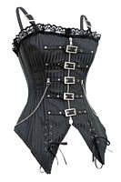 Black Striped Gothic Punk Overbust Corset