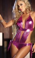 Magenta Metallic Monokini Romper