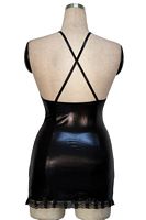 Satin Sheen Zipper-Front Mini Dress