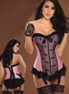 Sexy Pink & Black Corset with Bows