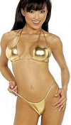 Gold Mini Bikini with Double-String Top