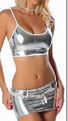 Silver Sport Bra, Thong, & Miniskirt Set