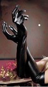 Shiny Black Full-Forearm Gloves