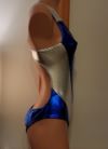One-Piece Striped Metallic Swimsuit