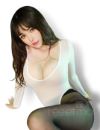 Long-Sleeved Thong Leotard with Crotch Opening