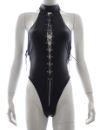 Lace-Up Zippered Thong-Back One-Piece