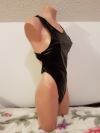 Metallic High-Cut Thong One-Piece Swimsuit with Cross Straps