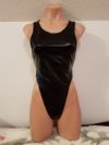 Metallic High-Cut Thong One-Piece Swimsuit with Cross Straps