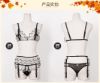 Crotchless Lace Panties, Bra, and Garter Belt Set