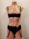 Open Cups Underwire Bra, Thong, and Garter Belt Set