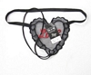 Lace Heart Twin G-String, Black