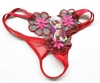 Red Embroidered 3-Flower G-String