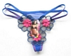 Blue Embroidered 3-Flower G-String