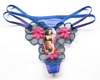 Blue Embroidered 3-Flower G-String