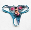 Teal Embroidered 3-Flower G-String