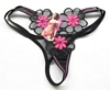 Black Embroidered 3-Flower G-String