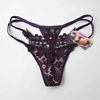 Flowery Double-String Thong, Dark Purple