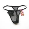 Diamond Mesh G-String w/ Flower, Black