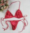 Satin Thong Bikini Set with Side Ties
