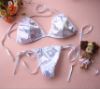 Satin Thong Bikini Set with Side Ties