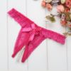 Split Crotch Pearl String Panties with Bow