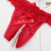 Split Crotch Pearl String Panties with Bow