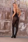 Opaque Bodystocking with Spiderweb Print, Open Crotch