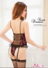 Camisole with Garters, Open Back Panties, and Stockings