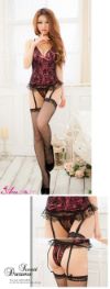 Camisole with Garters, Open Back Panties, and Stockings