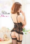 Lace Camisole with Garters, G-String, and Stockings