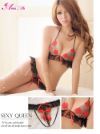 Floral Lace Bra with Crotchless Panties